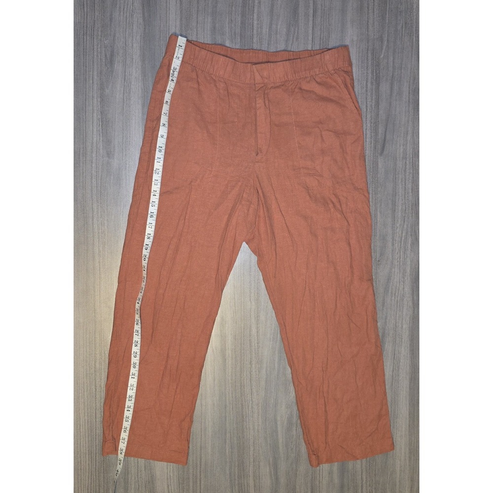 Gap Linen Blend Burnt Orange Pants Pockets Spring Travel Resort Womens Sz L - Picture 9 of 11